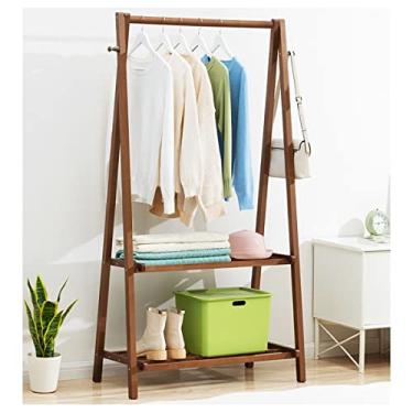 Imagem de Arara de roupas de bambu, cabide independente para roupas, guarda-roupas, trilho para corredor, quarto, loja de varejo/cor primária/86 cm