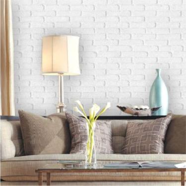 Imagem de Papel de Parede Vinil Tijolinho Branco e Cinza Claro 250 - Inove Papéi