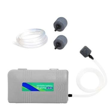 Imagem de Odowalker Bomba de ar de aquário portátil 2 D operada por pilhas reserva, borbulhador de ar para tanque de peixes, aerador de emergência difusor de oxigênio salvador de peixes