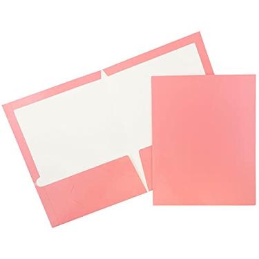 Imagem de Pasta de apresentação brilhante de dois bolsos JAM Paper, Baby Pink, Pack of 6 Folders