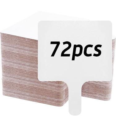 Imagem de 72 Pás de resposta apagáveis a seco, pás de mão dupla face, mini quadros brancos, quadro branco pequeno, sinais apagáveis a seco, pás de leilão para estudantes, professores, sala de aula, votação, chá
