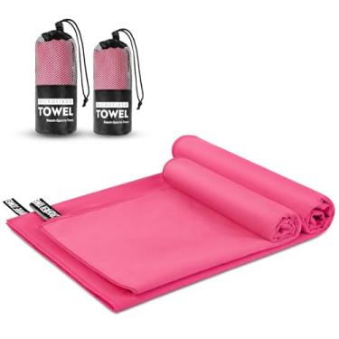 Imagem de Tentock Conjunto de toalha de banho e toalha de banho de secagem rápida acampamento esportes microfibra academia marinheiro rosto praia bolsa de armazenamento anexada à prova de odor super absorvente