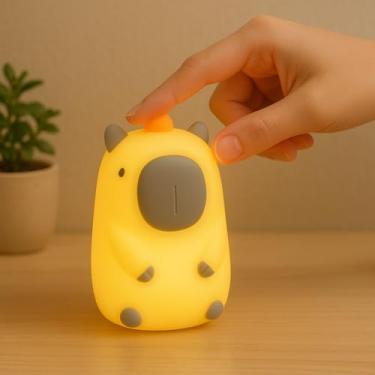 Imagem de Luminária de Silicone Capivara Luz Noturna LED Recarregável USB Decoração Quarto Night Light Capybara - SHACK