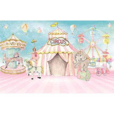 Imagem de Painel Retangular 3D Sublimado Circo Rosa 2,0X1,5 Frt-149