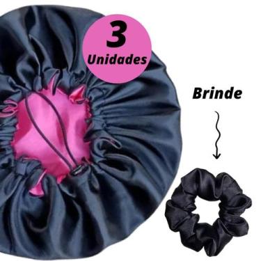 Imagem de Kit 3 Toucas de Cetim Dupla Face com Ajuste Cores sortidas - RTS MARTI