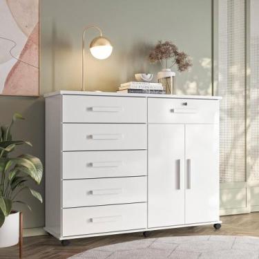 Imagem de Cômoda Platina 06 gavetas e 02 Portas Lukaliam Móveis, Branco