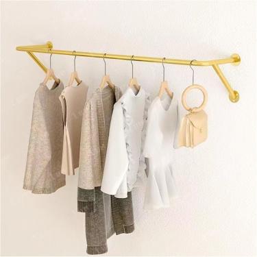 Imagem de Cabideiro Montado Na Parede Dourada, Haste De Suspensão De Rack De Vestuário De Tubo Industrial, Barra De Vestuário De Ferro Resistente, Rack De Barra De Revestimento De Pa, Gold, 500cm