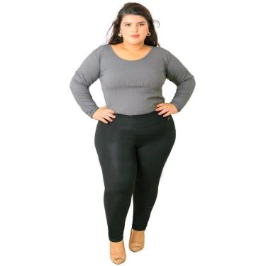 Imagem de Calça Skinny Suede Plus Size Feminina Com Bolso Preta-Feminino