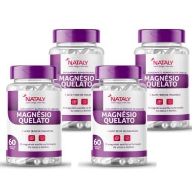 Imagem de Kit Com 04 - Magnésio Quelato 260mg P/Porção 60 Cápsulas de 500mg Nataly