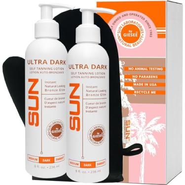 Imagem de Sun Laboratories by Giesee Loção Autobronzeadora Ultra Escura Sem Sol E Luva Para Um Brilho Dourado - Pacote Com 2 Frascos De 236 Ml +