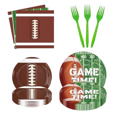 Imagem de KJMYYX Lembrancinhas De Festa Futebol, 96 Decorações - Serve 24 Pessoas, Kit Pratos E Guardanapos Aniversário Para Decoração Porta-Malas Com Tema Esportivo No Dia Do Jogo