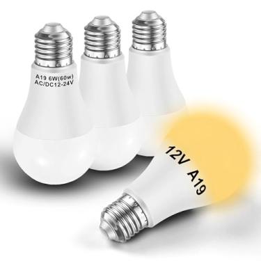 Imagem de Hylroe Lâmpada Led De Baixa Tensão 12V A19 A60, Equivalente A 6W, 50W, 60W, Halógena, 700Lm, 2700K, Branca Quente, E26 E27, Base Padrão Para Paisagismo, Jardim, Rv, Barco Marinho, Off-Grid, Painel S