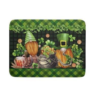 Imagem de Kawani Tapete De Secagem Louças Gnome Para O Dia São Patrício, Bancada Cozinha, 18 X 24 Pol., Xadrez Verde, Trevo Da Sorte, Absorvente, Grande, Escorredor Louças, Protetor Talheres, Decoração Casa