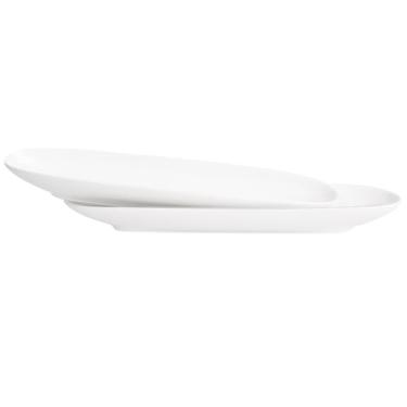 Imagem de Creativity Home Prato De Cerâmica Para Azeitonas, Bandeja Biscoitos - Grande, Resistente A Lascas, Canoa Porcelana Branca, Lavável Na Máquina Lavar Louças, Lanches, Condimentos, Aperitivos 18,5"