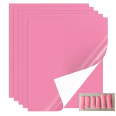 Imagem de Tvinyl Warehouse Transferência De Calor Em Vinil Rosa Puff, 5 Peças Htv Para Camiseta, Ótima Adesão E Efeito Fofo