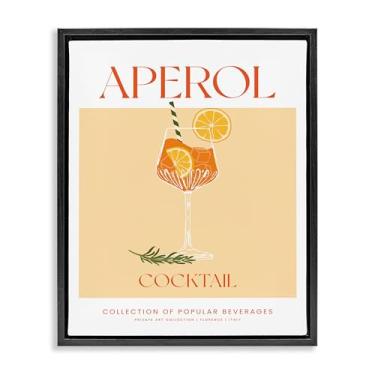 Imagem de Stupell Industries Minimal Aperol Cocktail Black Framed Floater Canvas Wall Art Design por Lettered and Fored, 25 x 31