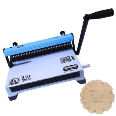 Imagem de Encadernadora Wire-o Color 3x1 Azul Furo Quadrado Marpax