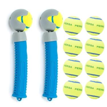 Imagem de Kekoa Lançador de bola extensível azul, pacote com 2, inclui 8 bolas
