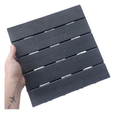Imagem de Deck Modular Plástico, Textura Madeira, 30x30cm, Kit 5 Unidades, 1,5cm de Altura (Preto)