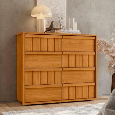 Imagem de Gaveteiro Tarsila 100% MDF ripado 8 gavetas - Cinamomo - Madetec