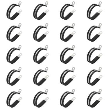 Imagem de PATIKIL Braçadeiras de cabo de 3,5 cm, 20 peças de aço inoxidável 304 braçadeira de conduíte de cabo de braçadeira de tubo rígido Clipes de borracha de metal para tubos Suporte de mangueira de fio