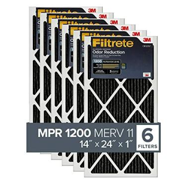 Imagem de Filtrete Filtro de ar 14 x 24 x 1, MPR 1200, MERV 11, redução de odor de defesa alérgena, 3 meses, filtros de ar plissados de 2,5 cm, 6 filtros