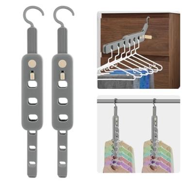 Imagem de Coopache Escorredor de roupas dobrável portátil para viagens, cabides de plástico para armário (cinza, pacote com 2)