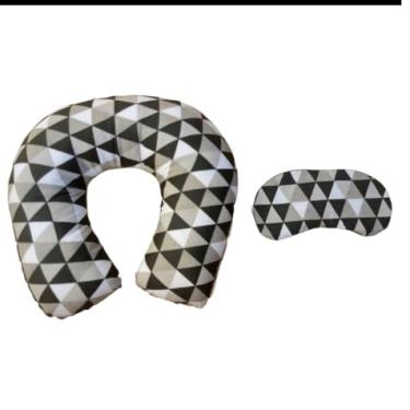 Imagem de Almofada De Pescoço Travesseiro Apoio Encosto Pescoceira para Viagens (triangulo preto)