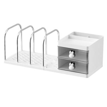 Imagem de SiaBiced Suporte organizador de mesa com suporte para livros, acessórios versáteis para estantes, classificador de arquivos, para documentos, joias e casa, Branco