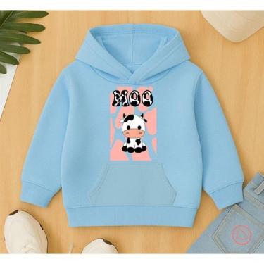 Imagem de Moletom Canguru Infantil Neném Estampa Vaquinha Moo Bebê Kids Criança 