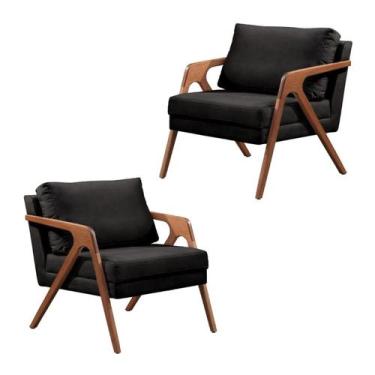 Imagem de Kit 02 Poltronas Decorativas Madeira Maciça Super Luxo Mona - Zahav Es