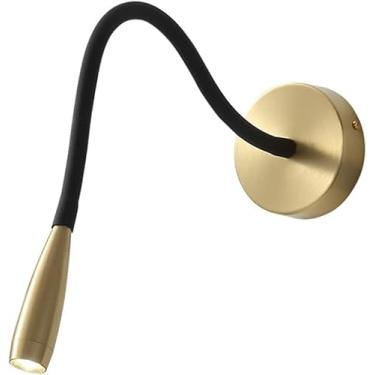 Imagem de Lâmpada De Leitura Montada Na Parede Lâmpada De Parede De Cabeça única De Cobre Minimalista Moderna 3w 360 ° Lâmpadas De Cabeceira Pescoço De Ganso Flexível 4000k Proteção Para Os Olhos Luz