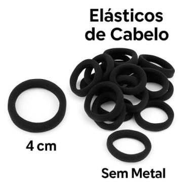Imagem de Kit Elástico Rabico Xuxinha De Cabelo Chuchinha Preta Sem Metal - TMT 