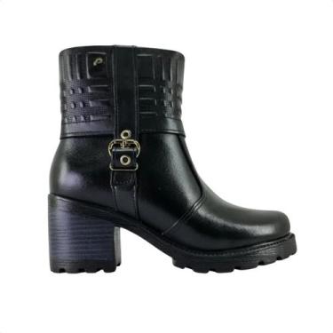 Imagem de Bota Feminina Em Couro Cano Baixo Pegada Preto, Preto, 36