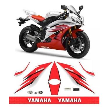 Imagem de Kit Adesivos Yamaha R6 2006 Branca E Vermelha Faixa R606Bv - Spts
