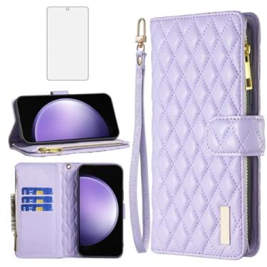 Imagem de Asuwish Capa de telefone para Samsung Galaxy S23 FE 5G capa carteira com protetor de tela de vidro temperado e suporte de cartão de crédito flip de couro acessórios de celular borracha S 23 EF S23FE