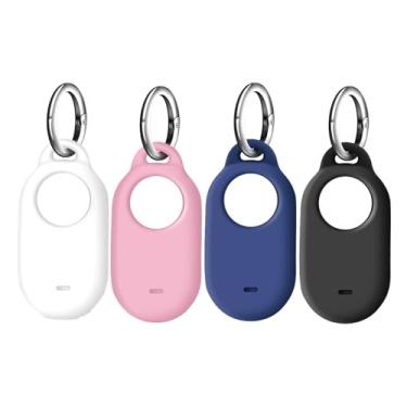 Imagem de SOBERNA Pacote com 4 capas compatíveis com Samsung Galaxy Smarttag2, capa de silicone macio, proteção completa contra arranhões e quedas, com chaveiro adequado para bagagem, animais de estimação