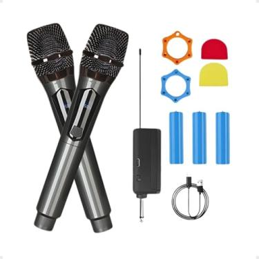 Imagem de Microfone Sem Fio Duplo Profissional M87 UHF - Ideal para Karaokê, Palestras e Shows, Até 50m de Alcance (Preto)