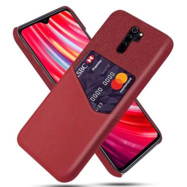 Imagem de Capa para Xiaomi Redmi Note 8 PRO,Tela e tampa de couro PU,Antideslizante,360°cobertura completa à prova de choque com 1 slot de cartão atrás,Prevenção de queda-Red