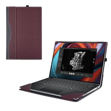 Imagem de RUNMEIJIA Capa para laptop Dell Precision 5490/5480/5470 de 14 polegadas [não funciona com outros modelos Dell] Capa removível para notebook de couro PU .2 em 1 (vermelho)