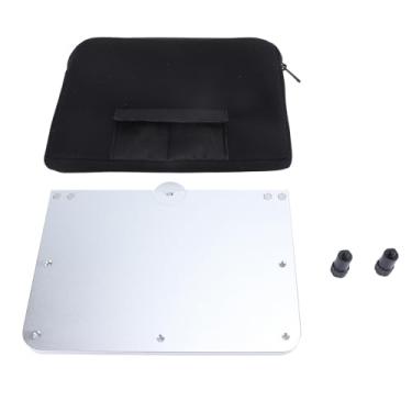 Imagem de Topyond Bandeja de tripé para laptop, plataforma de projetor de alumínio CNC dobrável portátil, tábua de mesa versátil para tripés, suporte leve para laptop 14 com capa protetora