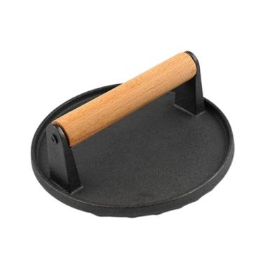 Imagem de Ｂｅｓｇａ Prensa para hambúrguer, prensa para hambúrguer, redonda multifuncional para bifes de alta resistência com cabo de madeira para fazer bifes, grelhar e