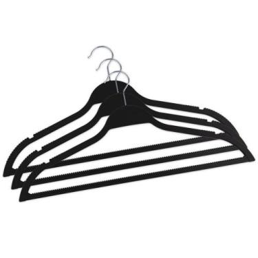 Imagem de Cabide Le Coat Plástico com Cabo Prateado 3 Unidades Preto, UNICA