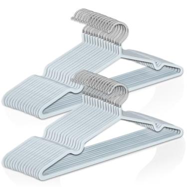 Imagem de Kit 30 Cabides Adulto Metal Emborrachado Antiderrapante para Roupas, Blusas e Calças (Cinza)