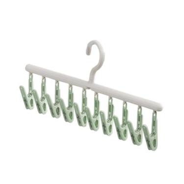 Imagem de IEUDNS Cabide para meias, cabide para roupas com 10 clipes, fácil de transportar, calcinhas, roupas íntimas, sutiãs, chapéus, para uso doméstico, Verde