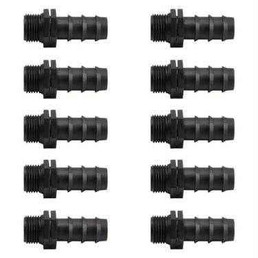 Imagem de 10 peças de acessórios de irrigação por gotejamento 1/5.1 cm x 16 mm conectores de tubo farpado rosca macho soquete externo encaixe de mangueira para jardim gramado irrigação agrícola (1/2X16)