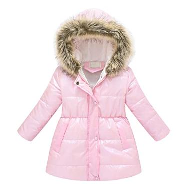 Imagem de Jaquetas De Outono Para Crianças Meninas Casaco De Menina Bebê Crianças Meninas Inverno Grosso Quente À Prova De Vento Casaco Com Capuz Jaqueta Outwear, Pink, 2-3 Years