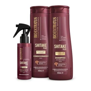 Imagem de Kit Bio Extratus Shitake Plus (350mL) Shampoo, Condicionador e Elixir Nutritivo (100ml)