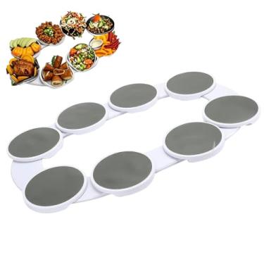 Imagem de Mesa Giratória Expansível de 360°, Tabuleiro Amovível de 30*90CM, Adequada para Cozinha e Mesa de Jantar, com Superfície Antiderrapante e Resistente Ao Calor, Um Total de 8 Pratos de Jantar Amovíveis