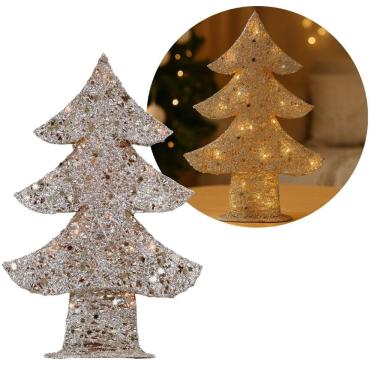 Imagem de Árvore Aramada Champanhe Cotton 45cm Iluminada LED 15 Lâmpadas - Magizi